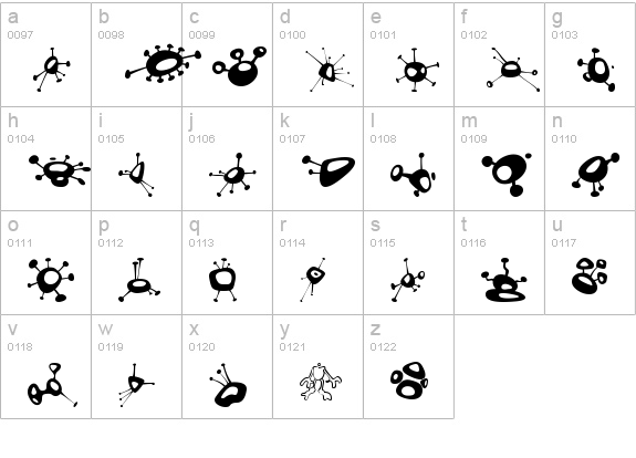 AlienMushrooms lowercase a-z preview