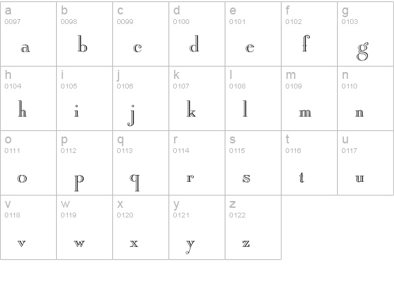 AllegroOpen lowercase a-z preview