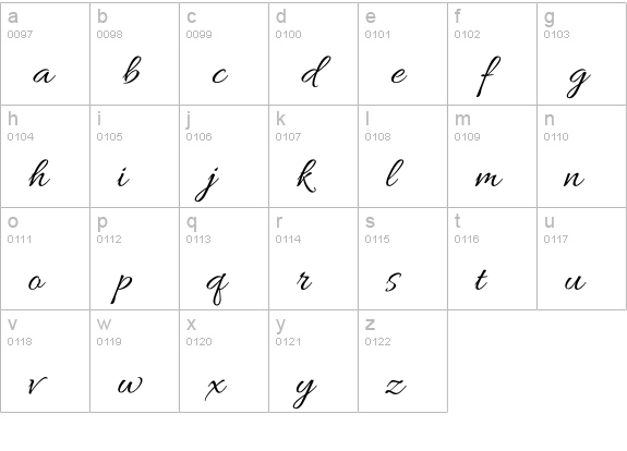 Allura lowercase a-z preview