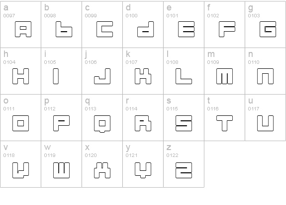 Almanaque Outline lowercase a-z preview