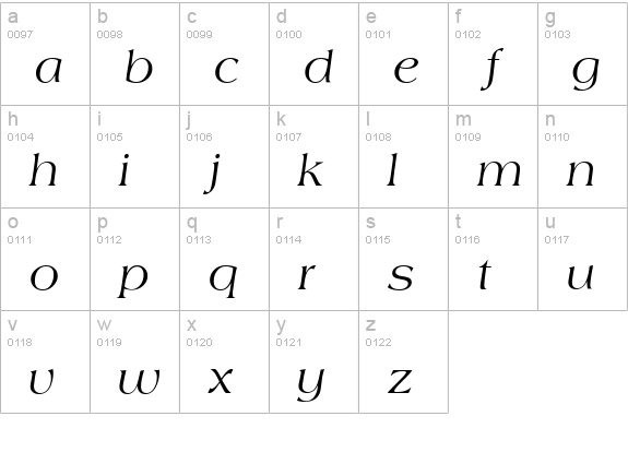 Almeria-Italic lowercase a-z preview