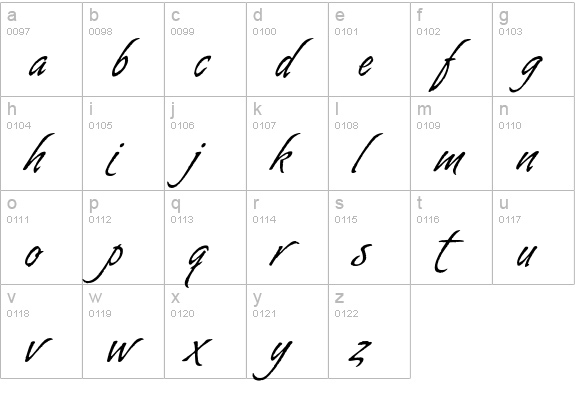 Almond Script Alt lowercase a-z preview