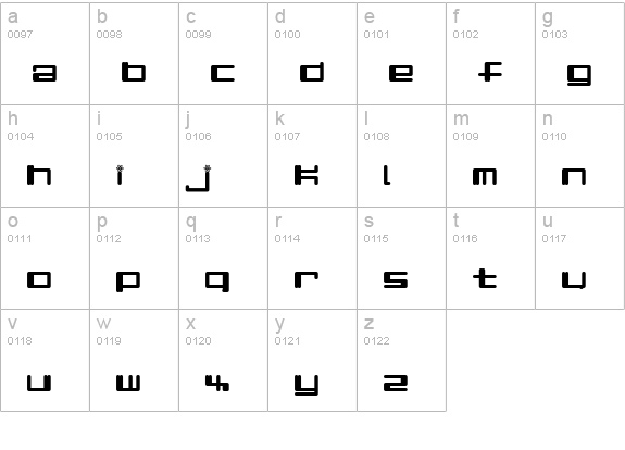 Alpha Niner lowercase a-z preview