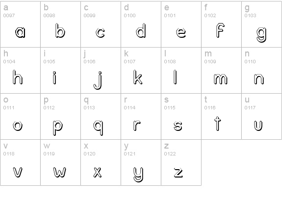 Alpha Romanie Outline G98 lowercase a-z preview