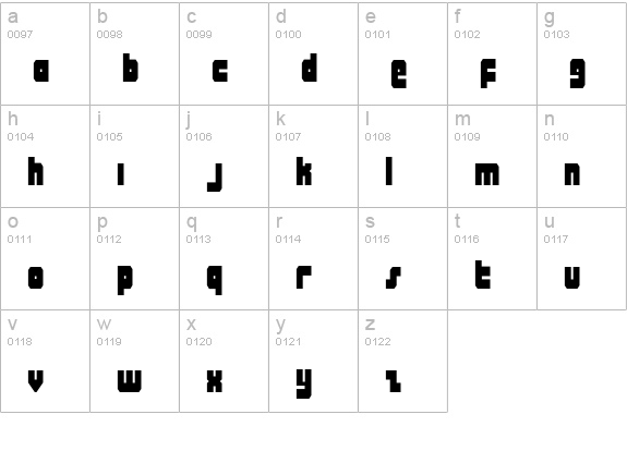 Alpha Taurus Condensed lowercase a-z preview