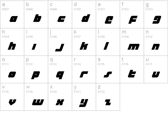 Alpha Taurus Expanded Italic lowercase a-z preview