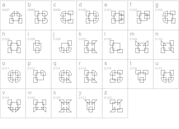 AlphaGeometrique-Outline lowercase a-z preview