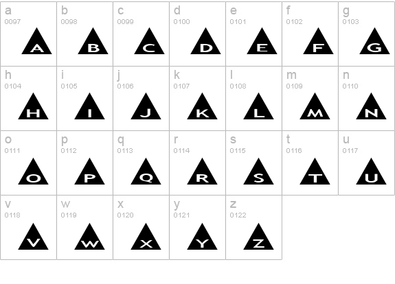 AlphaShapes triangles lowercase a-z preview