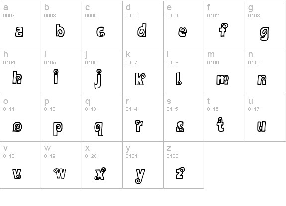 Alphasnail lowercase a-z preview