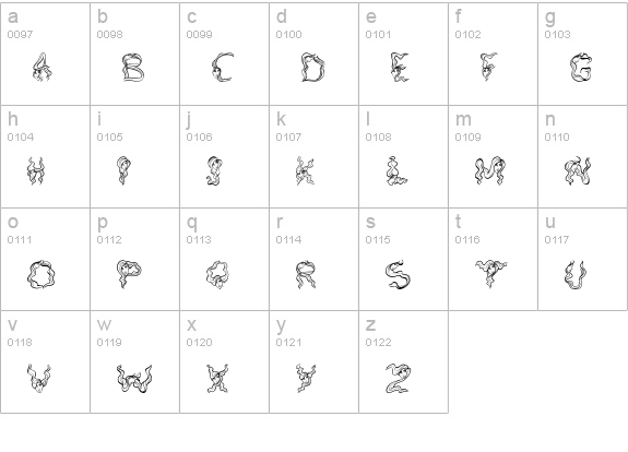 AlphaWomanHair lowercase a-z preview
