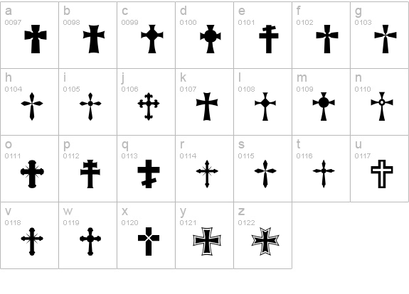 AltemusCrosses lowercase a-z preview