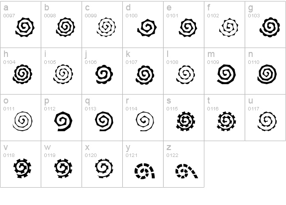 AltemusSpirals lowercase a-z preview