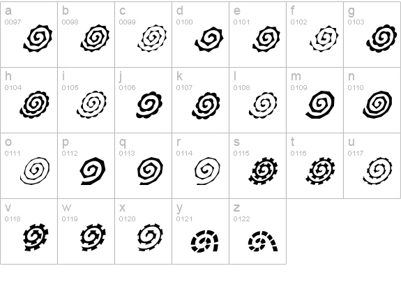 AltemusSpiralsItalic lowercase a-z preview