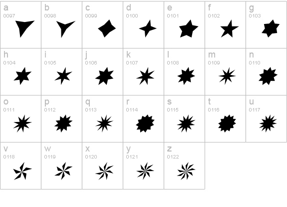 AltemusStarsItalic lowercase a-z preview
