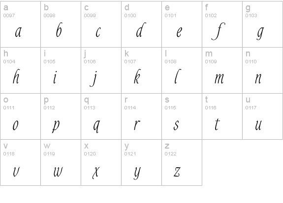 AlysLight lowercase a-z preview