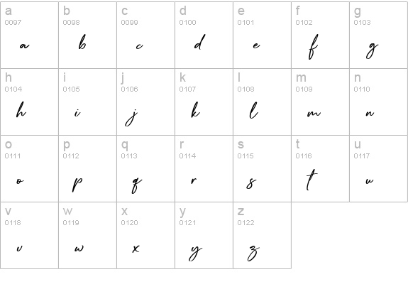 Amabillis Handwritten Font lowercase a-z preview