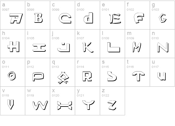 Amalgam Shadow lowercase a-z preview