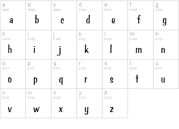AmberURWTNor lowercase a-z preview