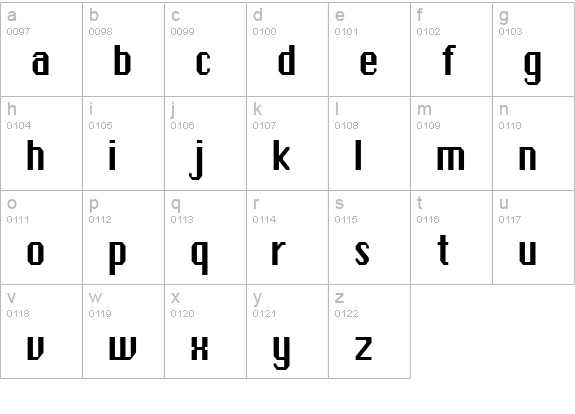 Ambush-Condensed Normal lowercase a-z preview