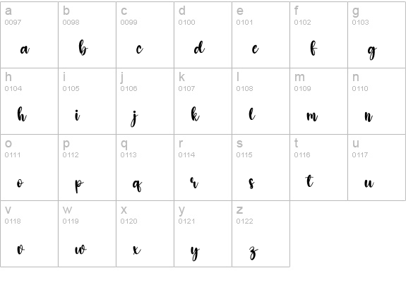 Amellia lowercase a-z preview