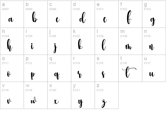 Amellinda lowercase a-z preview
