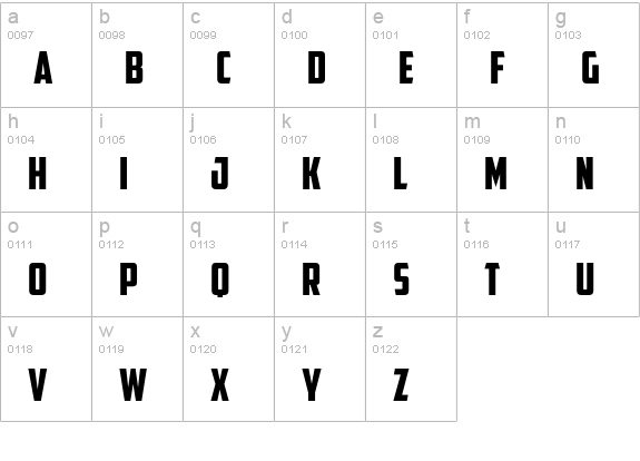 American Captain lowercase a-z preview