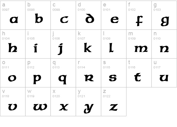 AmericanUncialBold lowercase a-z preview