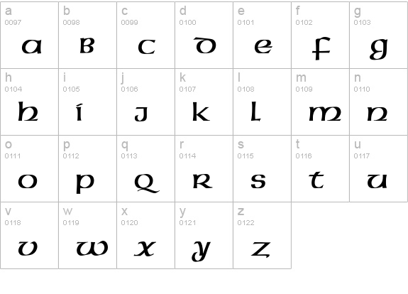 AmericanUncialEF lowercase a-z preview