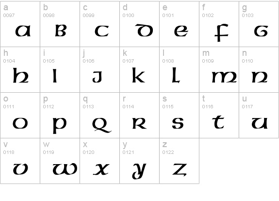 AmericanUncialInitials lowercase a-z preview