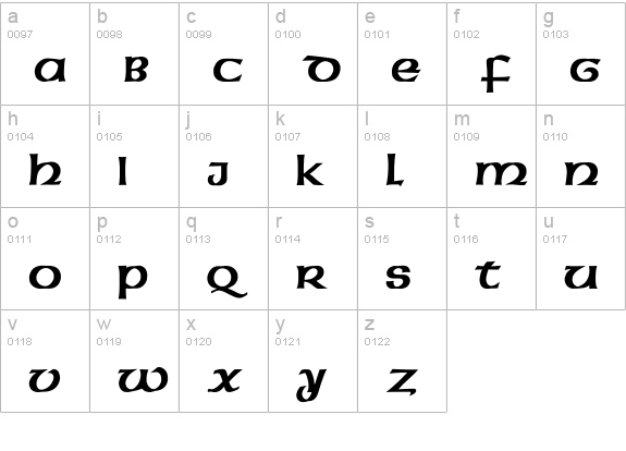 AmericanUncialInitialsBold lowercase a-z preview