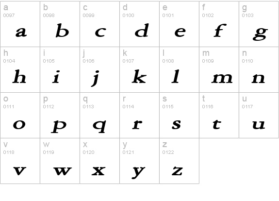 Amery Extended BoldItalic lowercase a-z preview