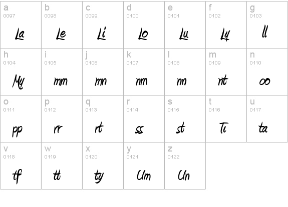 Amienne Ligatures Bold lowercase a-z preview