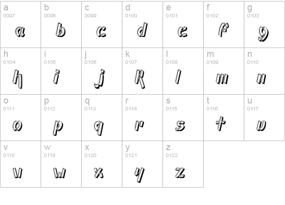 Ampad 3D Regular lowercase a-z preview