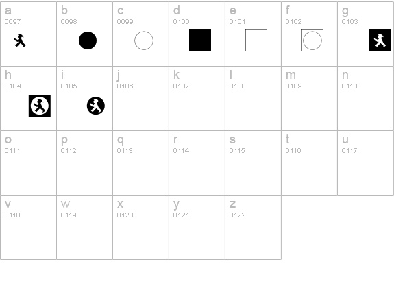 Ampelmaennchen lowercase a-z preview