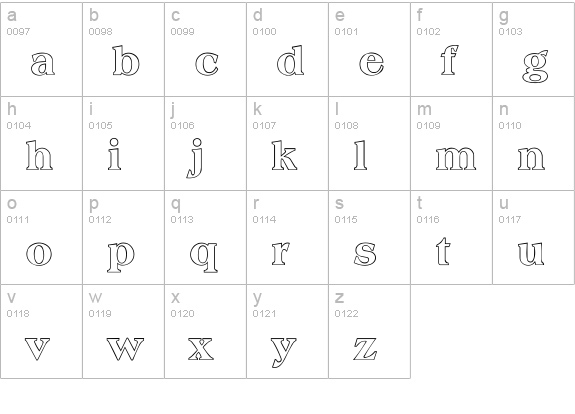Amphion Outline lowercase a-z preview