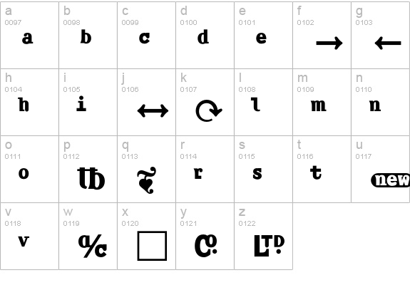 AmplifierBoldExtensions lowercase a-z preview