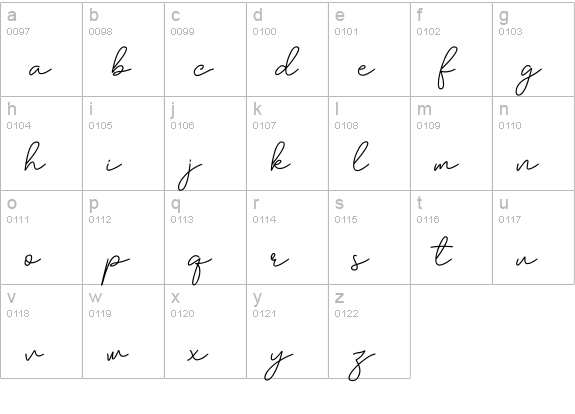 Andalusia lowercase a-z preview
