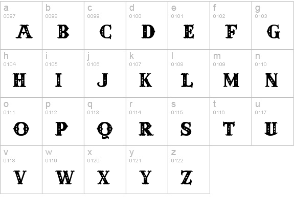 Anderson Four Feather Falls lowercase a-z preview