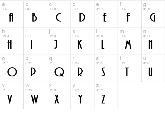 Andes Bold lowercase a-z preview