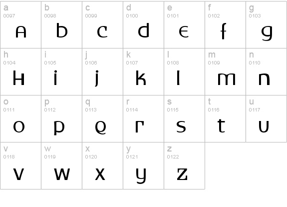Andorra Regular lowercase a-z preview