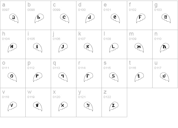 Angel Font lowercase a-z preview