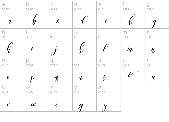 Angellina lowercase a-z preview
