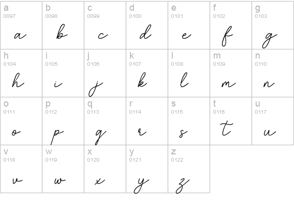 Angellita lowercase a-z preview