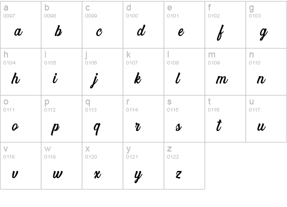 Angler – Modern Script Font lowercase a-z preview