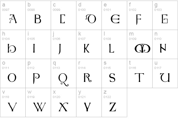 Anglo-Saxon Caps lowercase a-z preview
