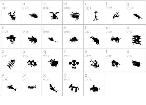 AnimaliaScissored lowercase a-z preview