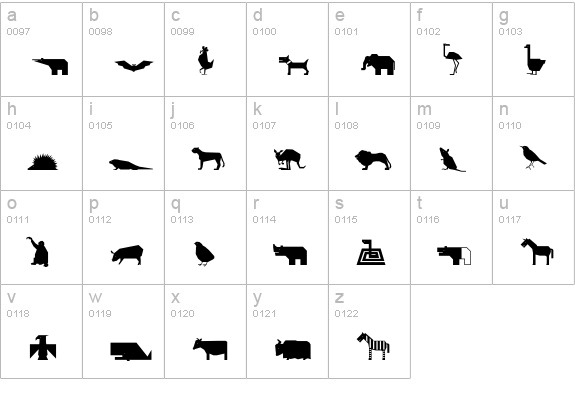 Animals lowercase a-z preview