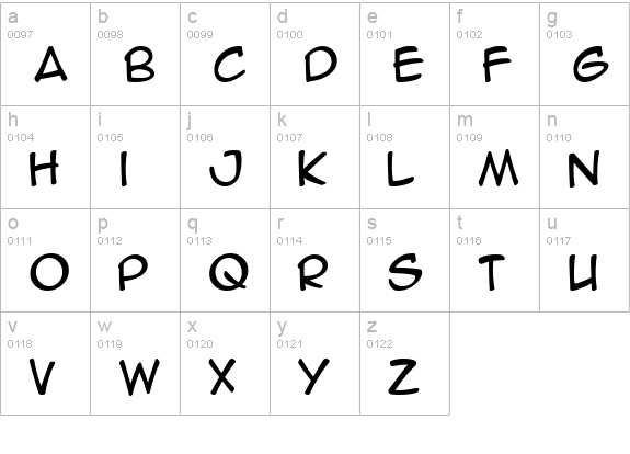 Anime Ace lowercase a-z preview