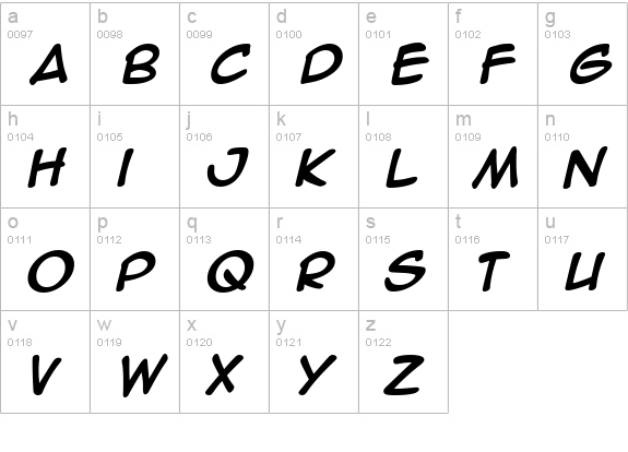Anime Ace 2.0 BB Bold lowercase a-z preview