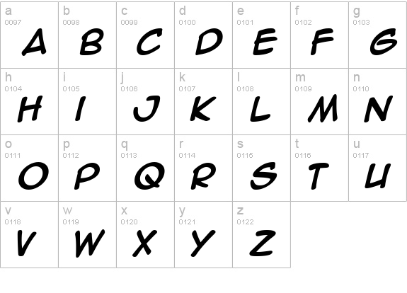 Anime Ace Bold lowercase a-z preview